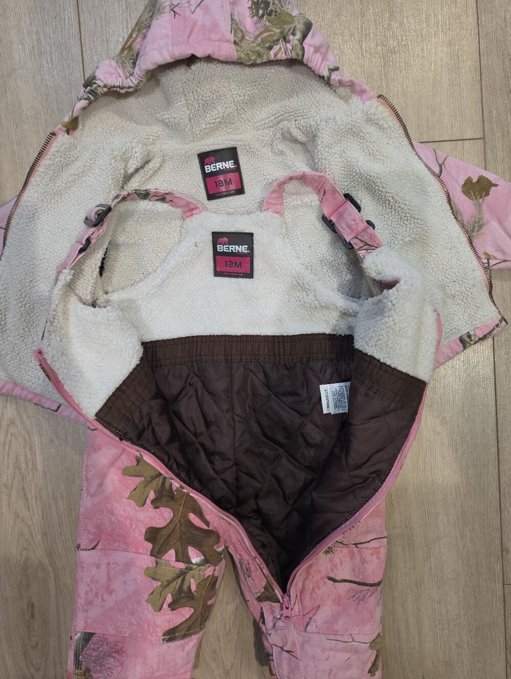Berne Realtree Xtra Pink Camo Toddler Jacket & Bib Overalls Set 18M/12M - Picture 2 of 11